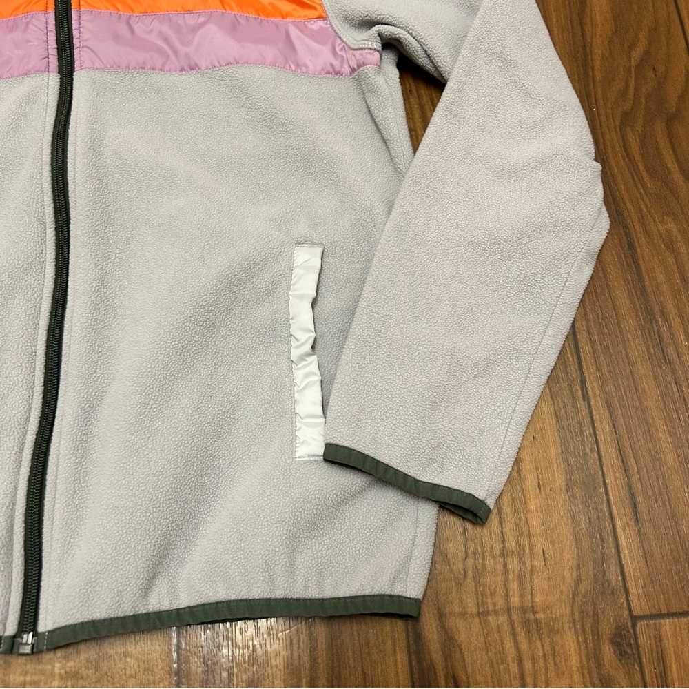 cotopaxi Light Gray Fleece Jacket with Blue, Orange & Pink Stripes - Picture 3 of 11